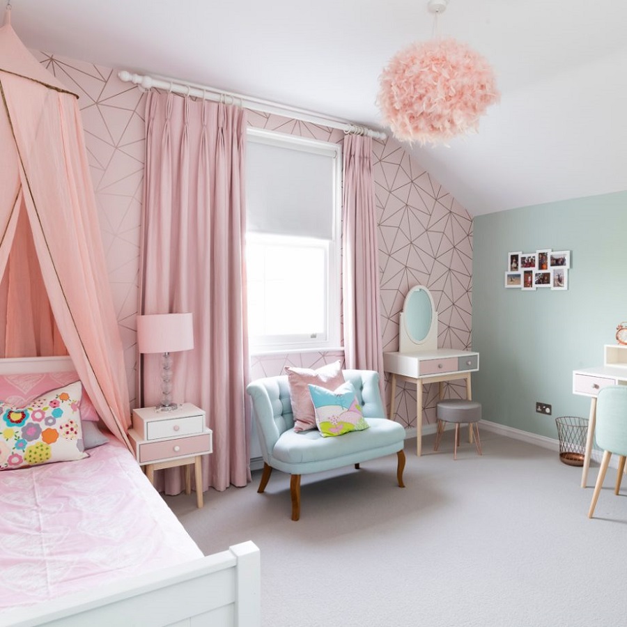 Gam màu pastel thường được ưu tiên lựa chọn khi thiết kế phòng ngủ cho bé